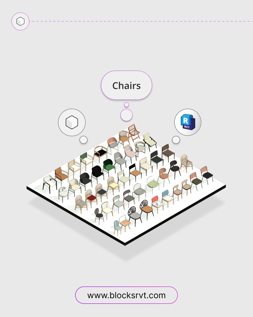 BlocksRevit's tweet photo. 🥰 How great it is to have access to various Chair models available for you to use whenever you want in your #Revit #project!

🔍 You can also choose from different shapes, sizes, colors, and textures. Download the plugin and start using it, it's #free! https://t.co/aAnwuHodwF