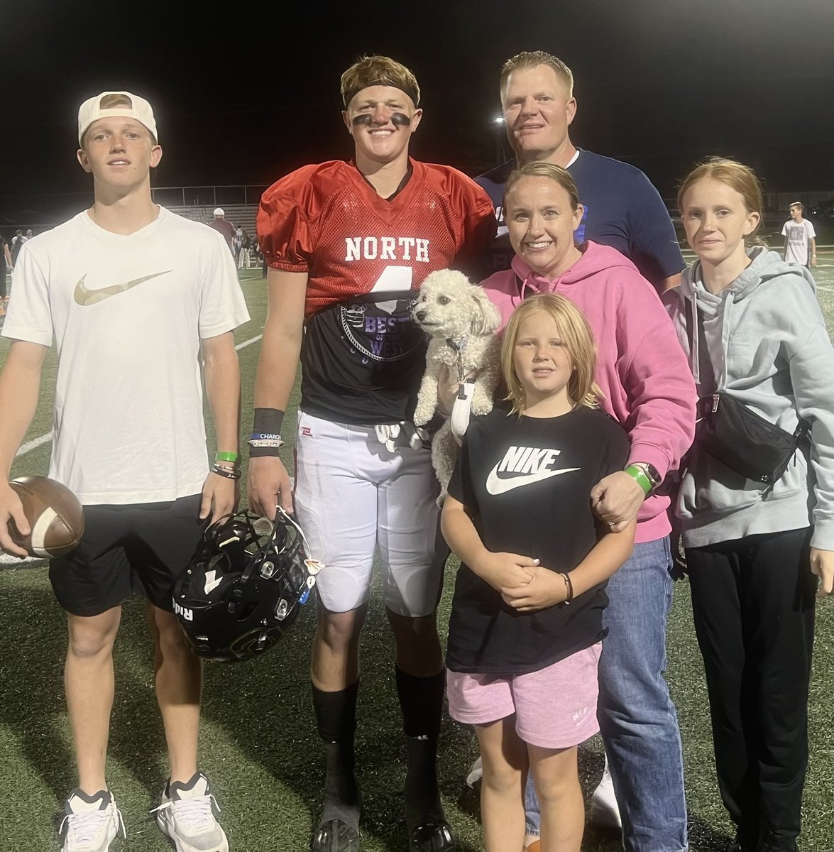 RickRasmussen1's tweet photo. Like this play, nothing has ever been given or come easy for this kid. Jackson picks up the low snap and throws a dime around the DE for the game winning TD in the Allstate game yesterday. 
Love watching this kid play. So proud that he chosen to serve the Lord. Love you stud! https://t.co/hPknkPv6t4