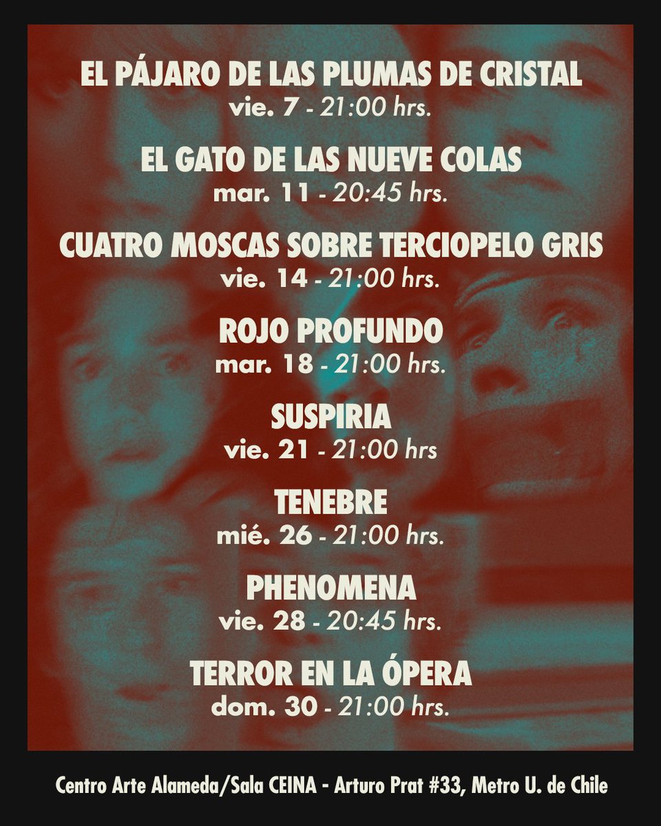 Este mes de julio en <a href="/CineArteAlameda/">Centro Arte Alameda</a> estamos orgullosos de presentar a nuestro director del mes: Dario Argento, con copias restauradas y funciones gratuitas de la mano de <a href="/IICSantiagoCl/">IIC Santiago</a>