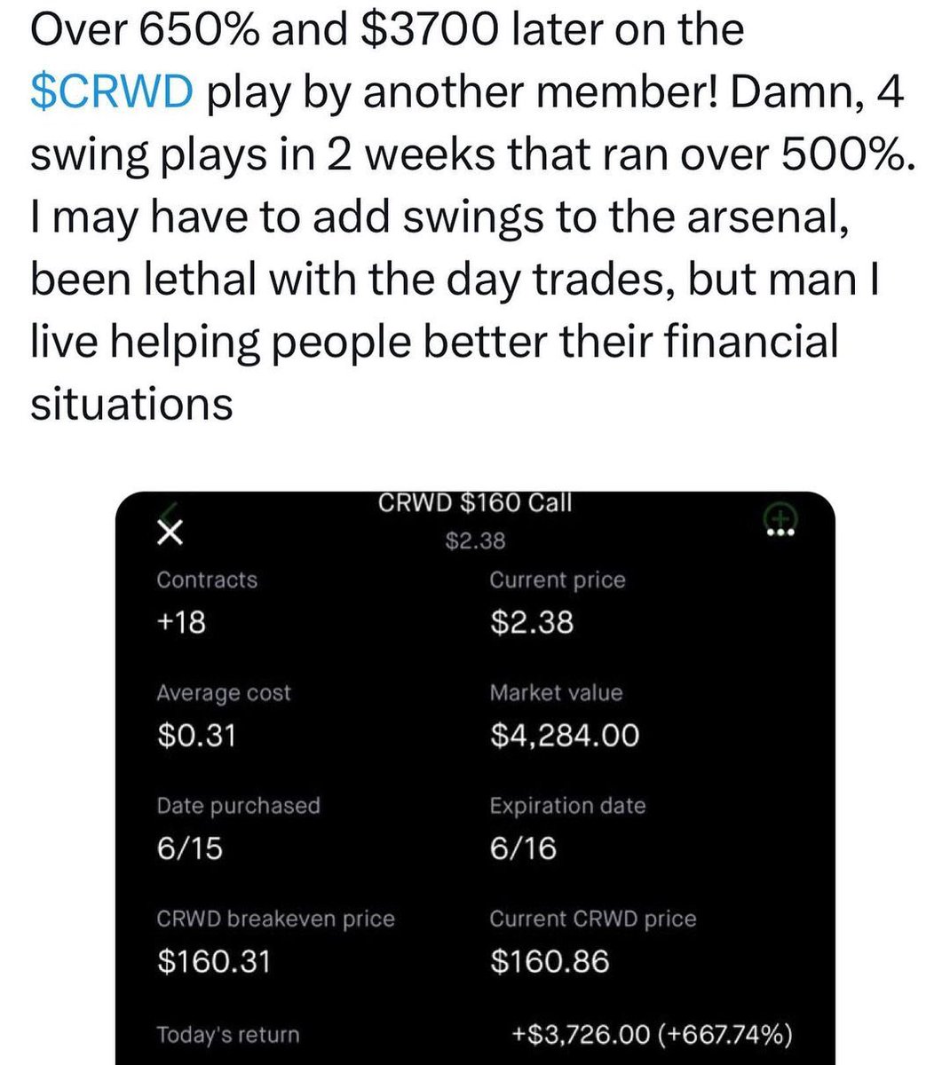 callme100kk's tweet photo. I and my group been on fire 🔥 especially lately. I’ve given them 4/5 swing plays that all ran over 500% ROI!! I love helping the group get paid. My mission always been the same, to have the most success stories! If I can help as many average https://t.co/j102n1gTYo