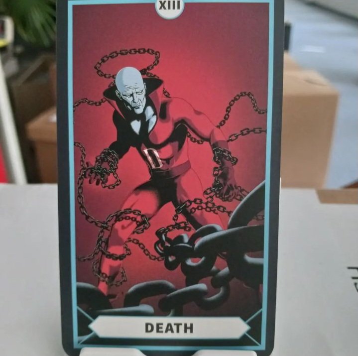 AegriSomniaVana's tweet photo. #DCTarot, #MajorArcana part 4. #TheHangedMan #PlasticMan #Death #Deadman #Temperance #MartianManhunter #TheDevil #JohnConstantine #Tarot #TarotCommunity #DC #DCComics https://t.co/nh1XT1H67r