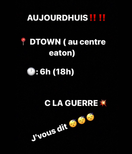 hassinhadi's tweet photo. DERNIÈRE HEURE

Importante présence policière ce soir aux abords du Centre Eaton de Montréal en raison d'une «manifestation», indique un porte-parole du SPVM.

Il semblerait, selon des messages publiés sur les médias sociaux, que des individus voulaient se mobiliser dans le secteur pour «faire comme les émeutes en France».

📹 : https://t.co/LXx48qRFCY et Instagram