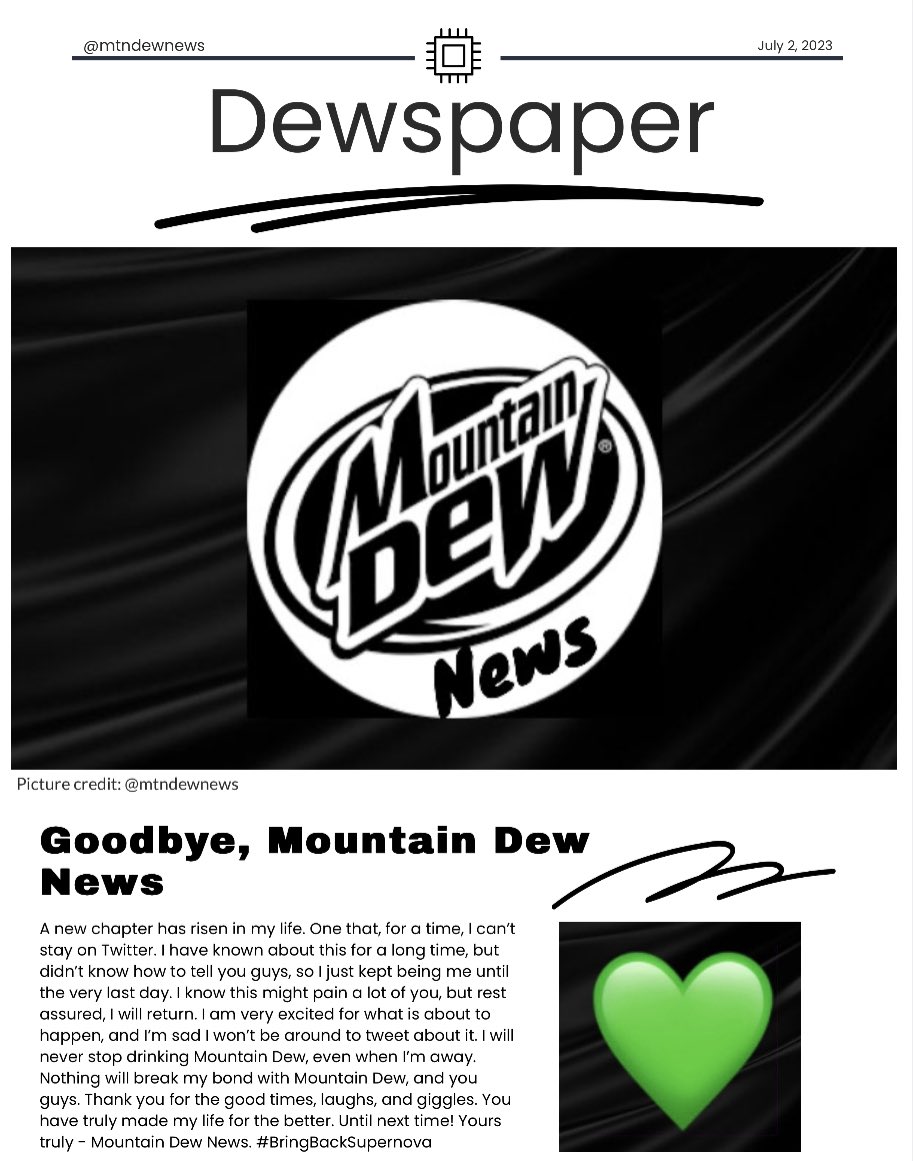 Mountain Dew News on Twitter "July 2, 2023 Dewspapers The last