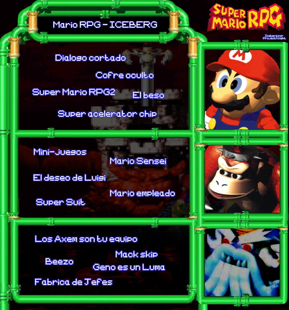 projectknight21's tweet photo. Aca esta un iceberg full completo de Mario RPG hecho con la estetica original del juego, en español 🤠🍄
https://t.co/W0rrDRJRpb

#mariorpg #NintendoSwitch #iceberg https://t.co/6ekeAtbWuB