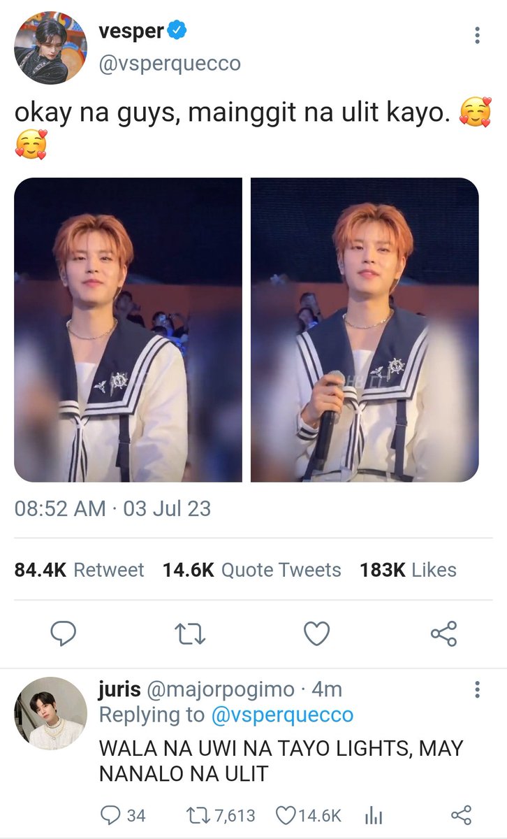 VIP standing
     →seungjin one tweet au.

pov: vesper attended major's concert.