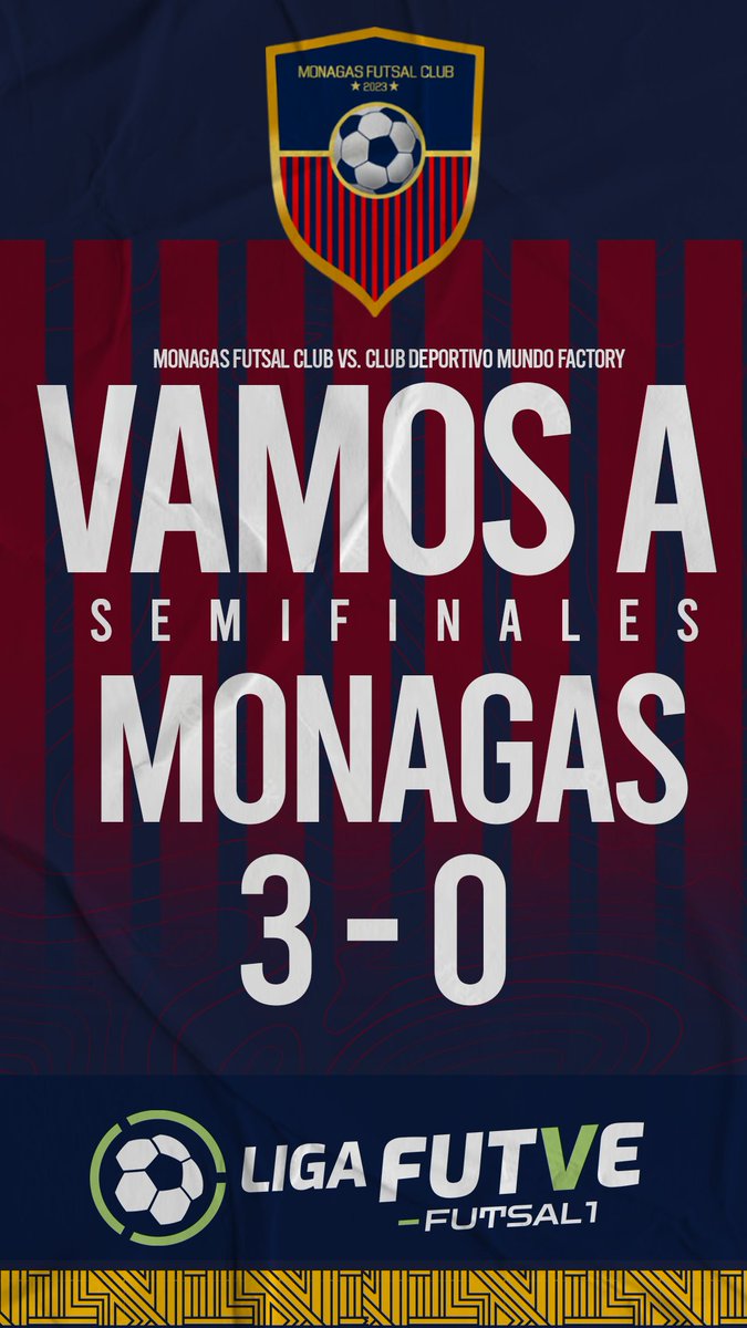 MonagasFutsal's tweet photo. ⚽ Futve Futsal 1 🔜 Vuelta
4tos de Final 

¡La emoción en inmensa porque ganamos y clasificamos a la semifinales!  

🏆 @ligafutvesala
📻 https://t.co/aKTbLAKGXM

#ligafutvefutsal1 #VenezuelaEsFUTVE https://t.co/JOVxSXothY