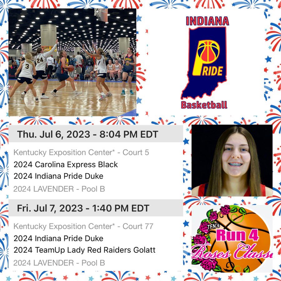 Macy Sexton (@macysexton1) on Twitter photo Can’t wait to play in Run 4 the Roses with my <a href="/InPride17UDuke/">Indiana Pride 17U Duke</a> team! Here is my schedule for pool play.
<a href="/WoosterWBB/">Wooster WBB</a> <a href="/EarlhamWBB/">Earlham WBB</a> <a href="/_CoachJess/">Jess Darmelio</a> <a href="/SpartanWBB/">Coach Dzurick</a> <a href="/JeremyHenney/">CoachJHenney</a> <a href="/mitch_marc/">Marc Mitchell</a> Can’t wait to play in Run 4 the Roses with my <a href="/InPride17UDuke/">Indiana Pride 17U Duke</a> team! Here is my schedule for pool play.
<a href="/WoosterWBB/">Wooster WBB</a> <a href="/EarlhamWBB/">Earlham WBB</a> <a href="/_CoachJess/">Jess Darmelio</a> <a href="/SpartanWBB/">Coach Dzurick</a> <a href="/JeremyHenney/">CoachJHenney</a> <a href="/mitch_marc/">Marc Mitchell</a>