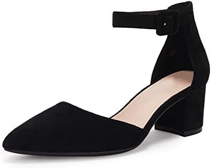 FISACE Womens’ Low Mid Square Heel Ankle Strap Pointed Toe Pumps... bit.ly/3NT9hcl
