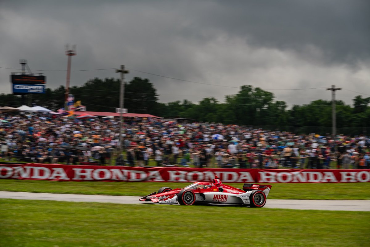 We went racing 👊 P1 @alexpalou P2 @scottdixon9 P9 @MarcusArmstrng P27 @ericsson_marcus #INDYCAR #Honda200