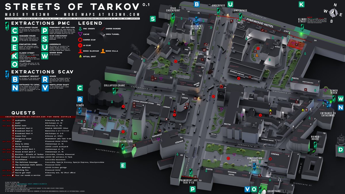 re3mr's tweet image. In january I made the blockout of the Streets map but I kept working on it since then. I think it's time I declare it "finished" until BSG expands on it again.  The high res &amp;amp; mobile versions are available on my site reemr.se/Streets &amp;amp; the official wiki. #EscapeFromTarkov