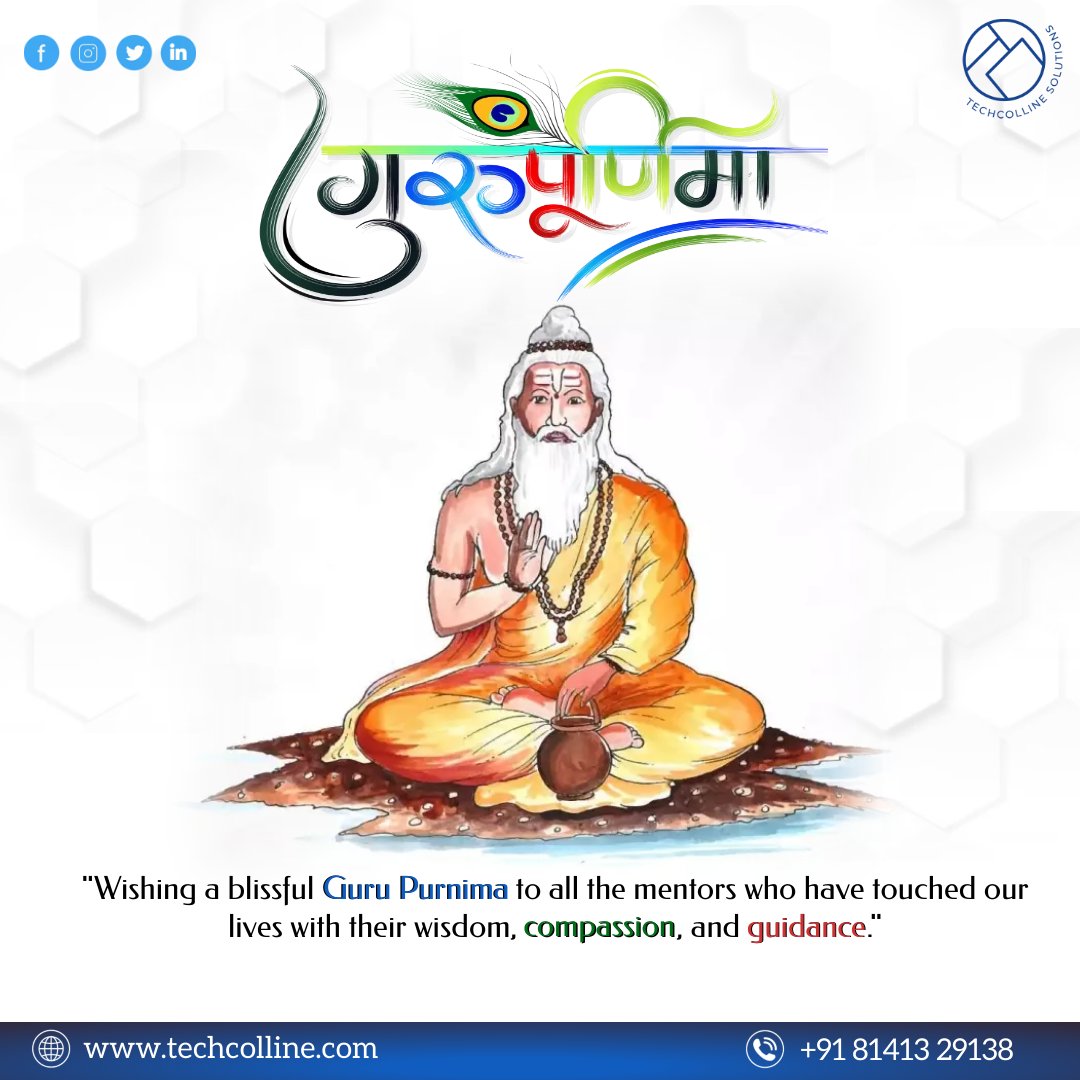 TechcollineS's tweet image. On this auspicious day of Guru Purnima, may you find the guidance and knowledge that will lead you to success and happiness. Wishing you a joyous Guru Purnima!🙏

#GuruPurnima #mentor #teacher #coach #techcollinesolutions
गुरु पूर्णिमा
