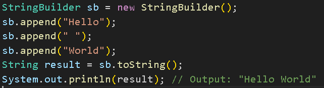 naveen_metta_23's tweet image. Java&apos;s &apos;StringBuilder&apos; class provides efficient string manipulation. It allows appending, inserting, and modifying strings without creating multiple objects. #Java #StringBuilder