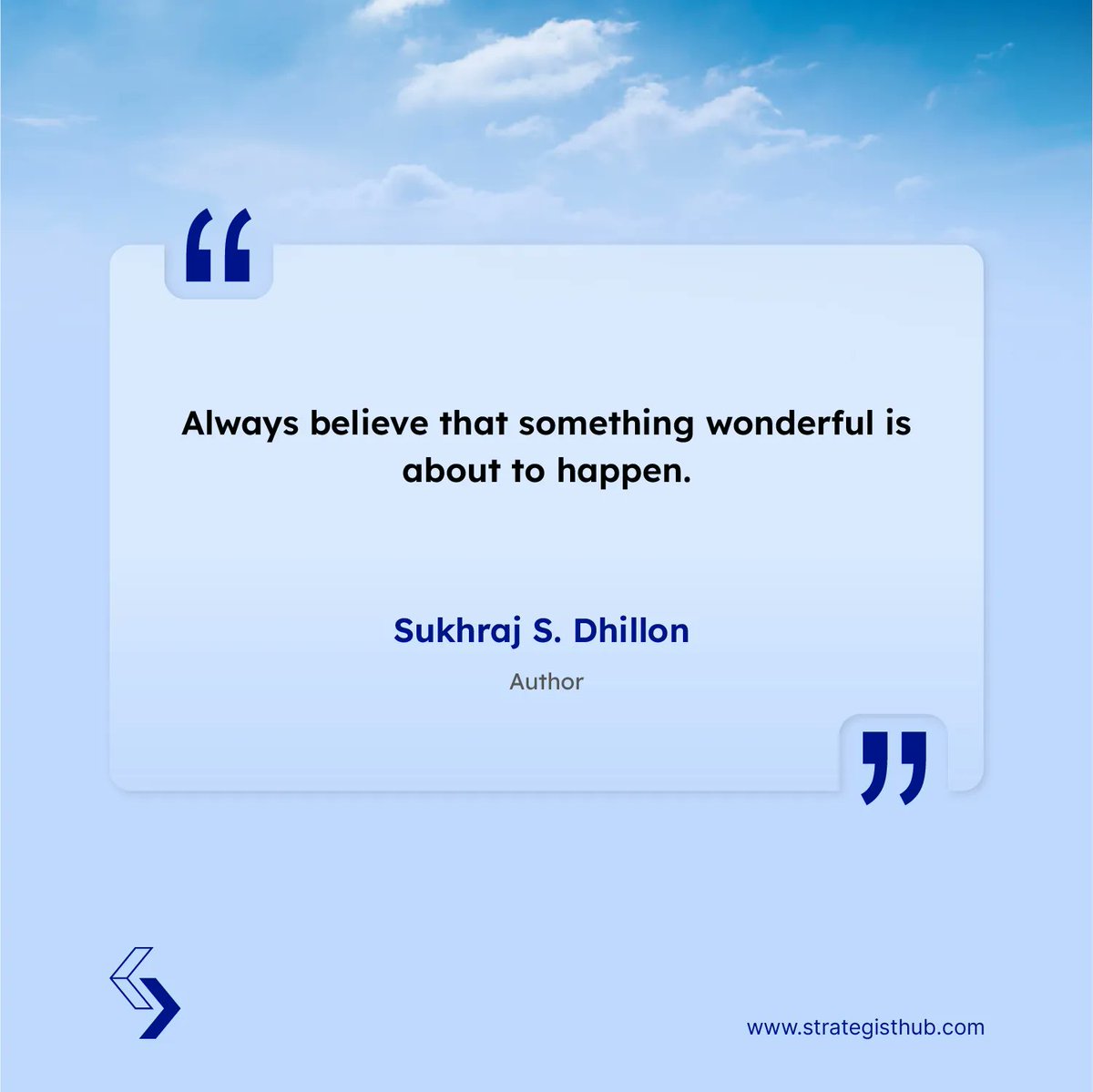 StrategistHub's tweet photo. ✨ Ignite the spark of wonder within and unlock a world of endless possibilities. Embrace the tantalizing notion that "something wonderful is about to happen" ✨🌟. 

#positivethinking #mondaymotivation #mondaythoughts #expecttheextraordinary #inspireinfinitepossibilities https://t.co/ilsCX0YAjp