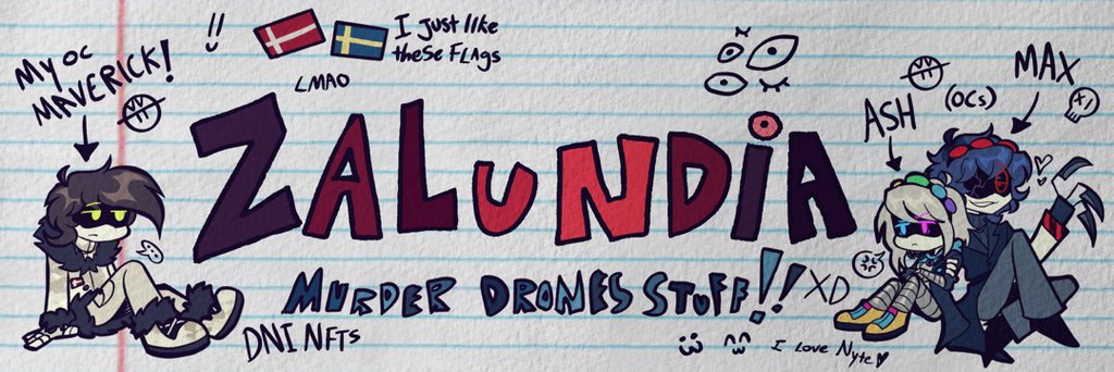 Zalundia's tweet image. New banner #Murderdrones #Murderdronesoc #murderdronesocs