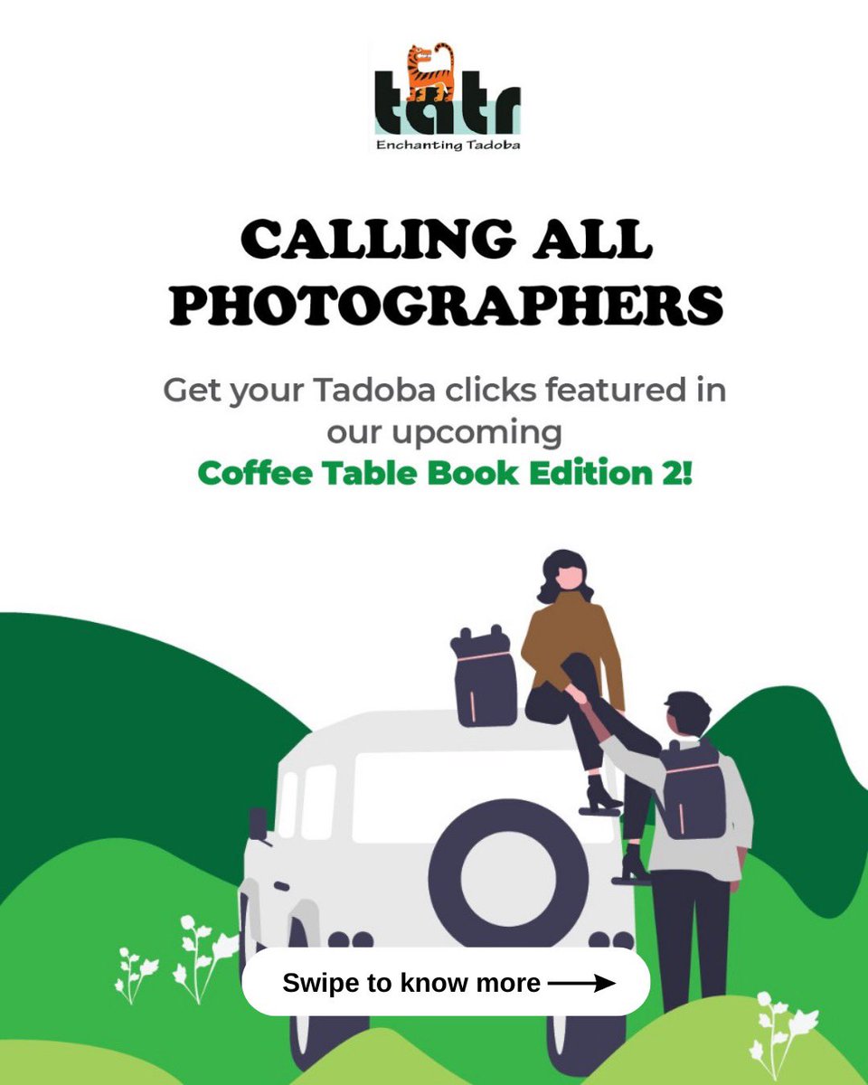 mytadoba's tweet photo. Calling all photographers!
Capture the beauty of Tadoba for our Coffee Table Book Edition 2. Submit your best clicks by 10th July 2023 to outreachtadoba@gmail.com. Don't miss this chance to be featured!  #TadobaPhotographyContest #CoffeeTableBookEdition2 #CaptureTadoba https://t.co/rJzTenWVe9