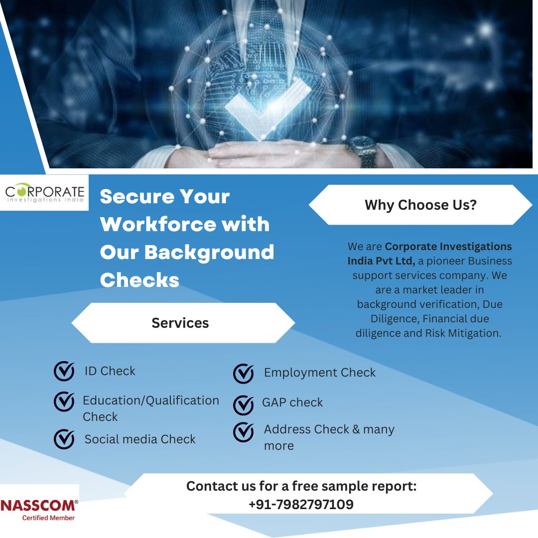 CorporateInve10's tweet image. #hiring #team #educationverification #employmentverification #addressverification #bgv #bgvvendor #ebc #nasscom #nasscomcertified #backgroundverification #employeeverification #corporateverification #backgroundchecks #dualemployment #moonlighting #creditcheck #companycheck
