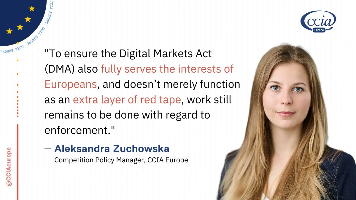 .@zuchowska_a: 'We need to ensure the #DigitalMarketsAct also fully serves the interests of Europeans, and doesn’t merely function as an extra layer of red tape.' The #DMA Enforcer Playbook 📖 Recommendations for Effective #Enforcement ➡️ project-disco.org/european-union…