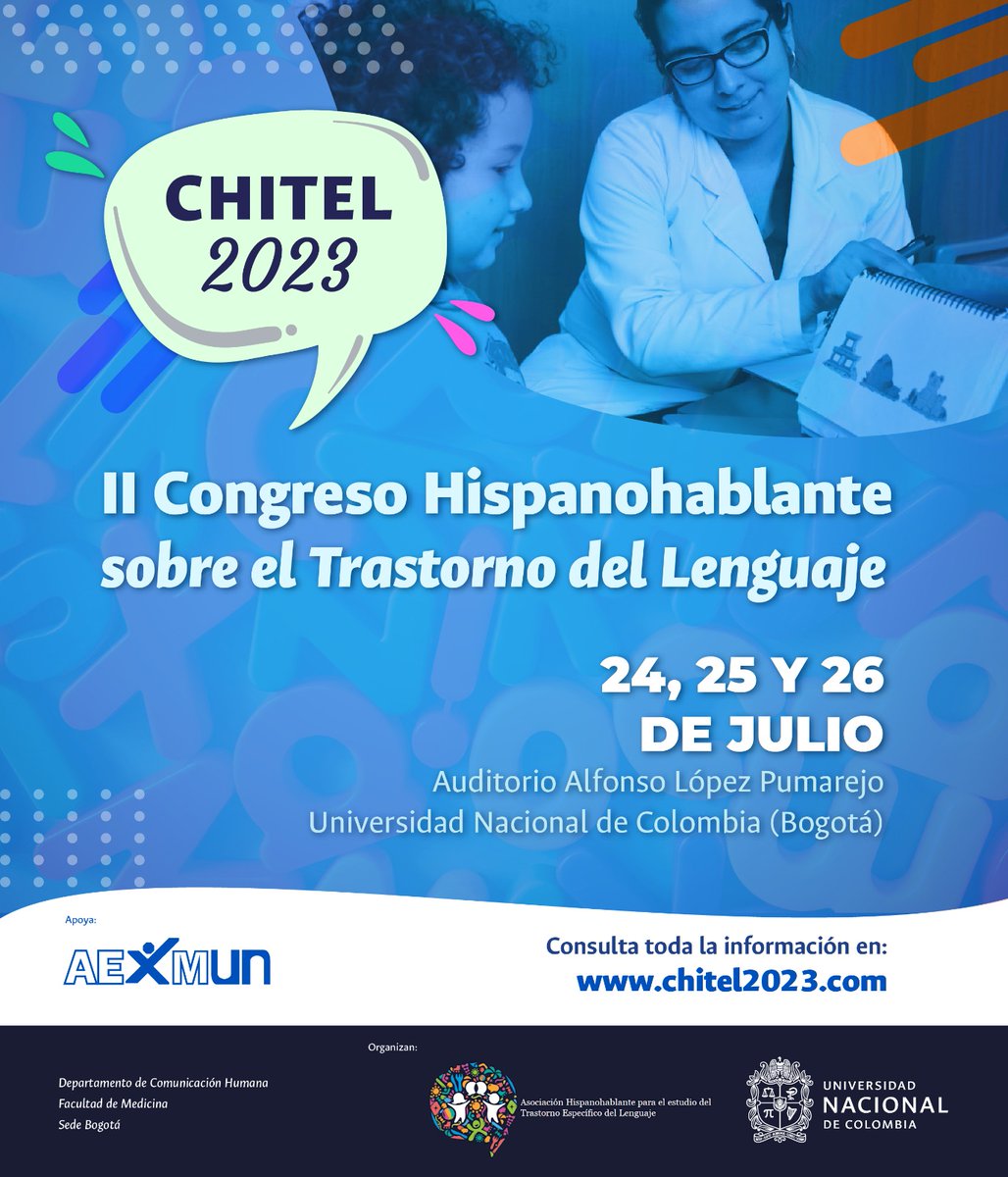 ¡¡¡ÚLTIMOS DÍAS PARA INSCRIBIRSE!!!

II Congreso CHITEL  - Bogotá, 24-26 julio 2023 
👉3 Ponencias de lujo 
👉21 comunicaciones 
👉1 simposio  

Modalidades de inscripción presencial y online. 

Programa: drive.google.com/file/d/10tDf2b…

+ Info en chitel2023.com