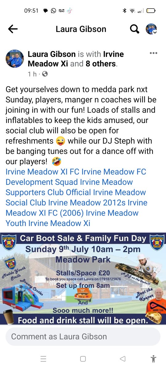 This Sunday 9th July, get yourselves down to Medda Park 💙🤍⚽⚽