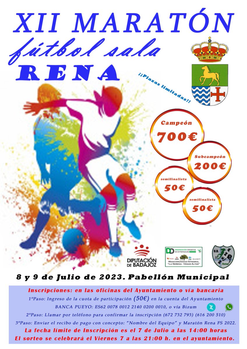 maraton_Rena_FS's tweet photo. Semana de nuestro @maraton_Rena_FS.
Ven con tu equipo y disfruta de un buen finde de FutSal.
Haz RT y síguenos, tendrás por aquí info directa de todo. https://t.co/MFP81qltTd