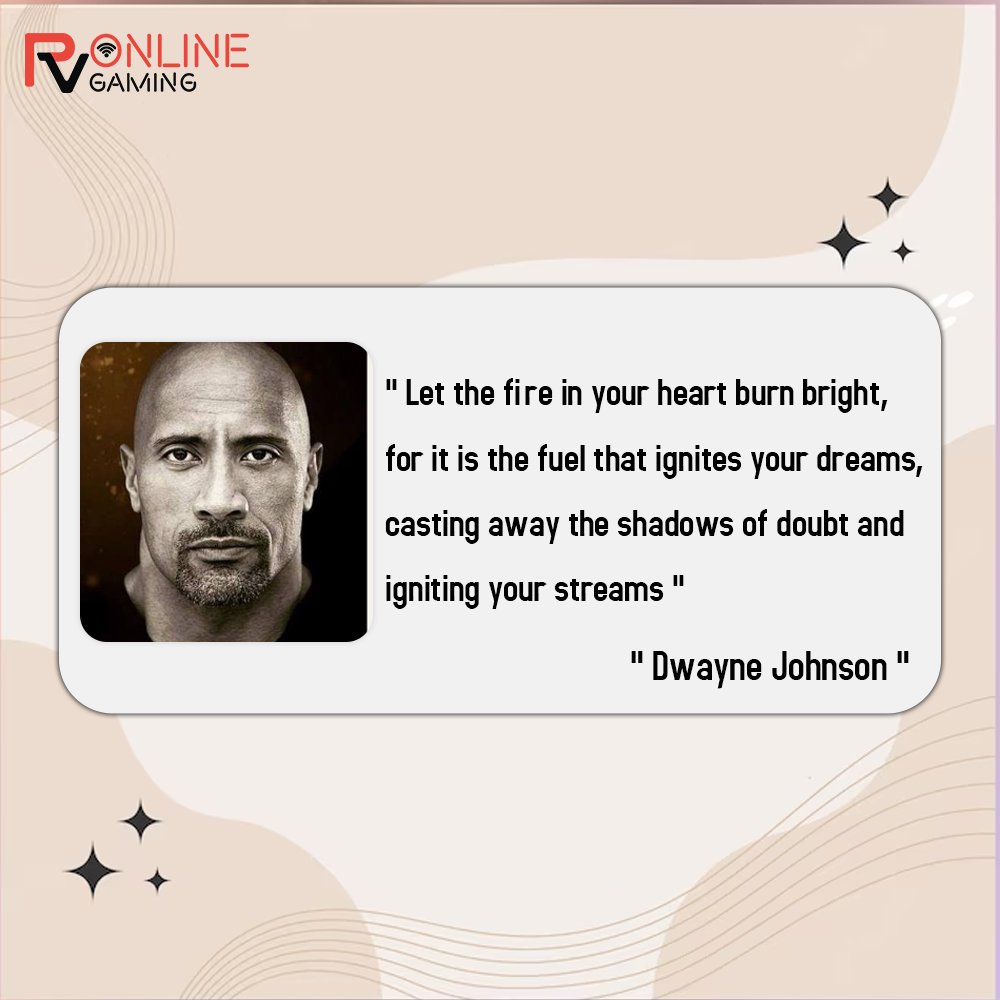 RVOnlineGaming's tweet photo. "Let the fire in your heart burn bright, for it is the fuel that ignites your dreams, casting away the shadows of doubt and igniting your streams.-Dwayne Johnson
#RVOnline #MondayMotivation #OnlineGaming #NetworkSharingSolutions #GameDesign #GameDevelopment #DigitalMarketing https://t.co/tmZgqZSvbP