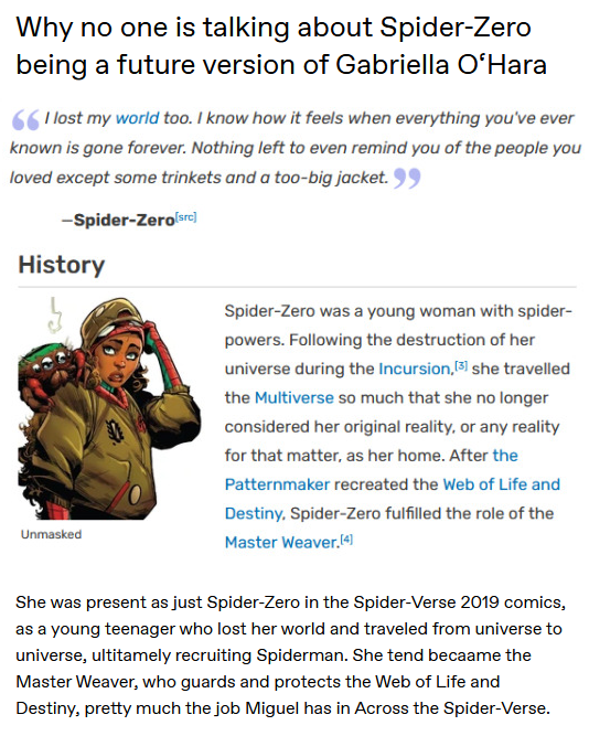 AlexologyArt's tweet photo. Gonna leave this here >.>
#AcrossTheSpiderVerse #MiguelOHara #GabriellaOHara #ATSV #spiderzero https://t.co/NaRZYvGm1b