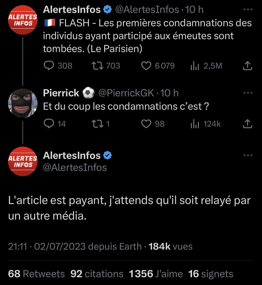 Le saviez-vous?
Les comptes « info » qui pompent le travail des autres ne lisent pas ce qu’ils relaient.