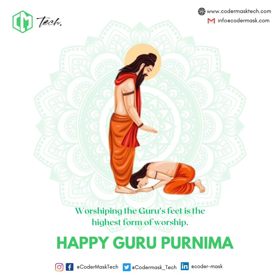 Codermask_Tech's tweet image. Worshiping the Guru&apos;s feet is the highest form of worship.  

#codermask #codermakstech #Guru #GuruPurnimaMahotsav2023 #gurupurnima #Twitte #happygurupurnima