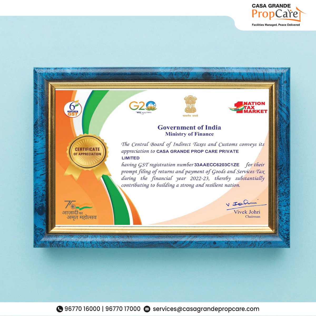 CGPropCare's tweet photo. Honored to be acknowledged for our dedication to GST compliance! This Certificate of Appreciation motivates us to maintain accuracy and efficiency.β¨
Contact us today to learn about our services.
#PropCare_cares_for_your_facility β£β£β£#PropCare #TimelyFiling #GSTFiling https://t.co/PW0sHn37zA