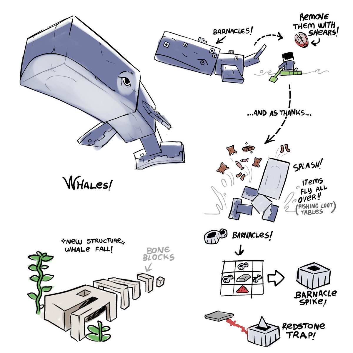 ideas for a whale in #minecraft!!!!