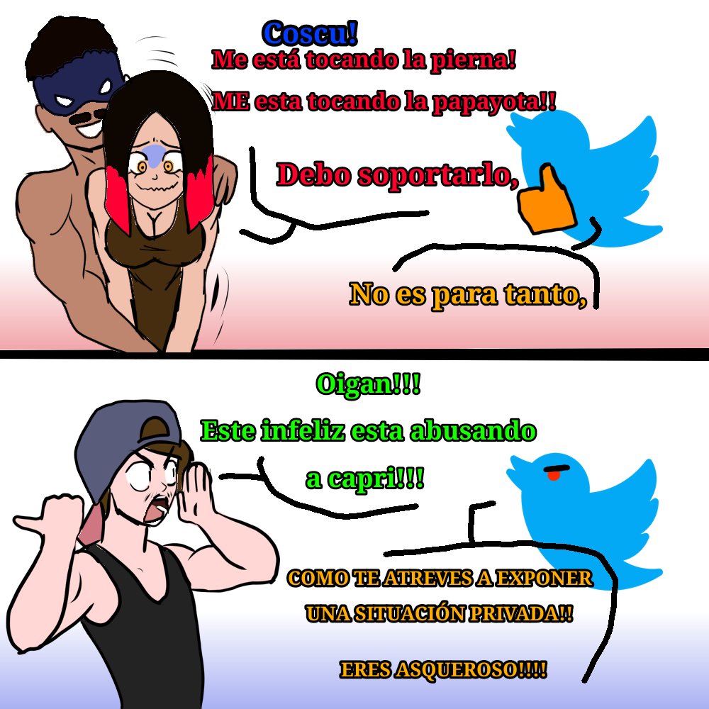 CholoFlOowW (@choloflooww) on Twitter photo El tema de Coscu abusando a Capri me parece surrealista por parte del lado Dalas, como es posible que el mensajero sea el malo y el criminal el bueno?
<a href="/DalasReview/">Dalas Review 🍞🐝🎖</a> <a href="/Martinpdisalvo/">Coscu</a> <a href="/Caprimint/">✖️ Caprimint ✖️</a> El tema de Coscu abusando a Capri me parece surrealista por parte del lado Dalas, como es posible que el mensajero sea el malo y el criminal el bueno?
<a href="/DalasReview/">Dalas Review 🍞🐝🎖</a> <a href="/Martinpdisalvo/">Coscu</a> <a href="/Caprimint/">✖️ Caprimint ✖️</a>