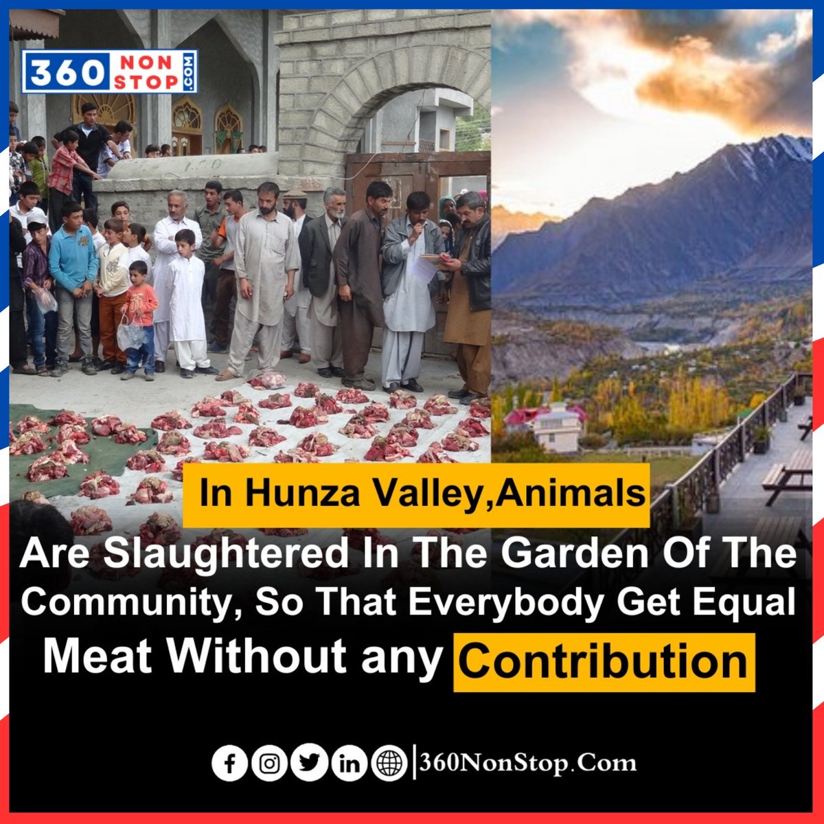 In Hunza Valley, Animals Are Slaughtered In The Garden Of The Community, So That Everybody Get Equal Meet Without Any Contribution.

#HunzaValley #CommunitySharing #AnimalSlaughter #EqualDistribution #CollectiveMeat #SharingCulture  #CulturalHeritage #MutualSupport #360NonStop