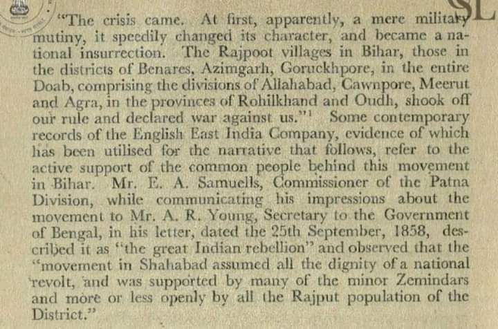 DoabT34922's tweet photo. @peeing_pixels @rajput_of_india "बिहार के #राजपूत गांवों और बनारस, आजमगढ़, गोरखपुर, इलाहाबाद, कानपुर, मेरठ, आगरा, रोहिलखंड और अवध के जिलों ने #ब्रिटिश शासन को हिला दिया और 1857 में हमारे खिलाफ युद्ध की घोषणा की"

 -कर्नल जॉर्ज मैलेसन, 1857 के विद्रोह के अपने दस्तावेज में ब्रिटिश अधिकारी। https://t.co/f5lWiRvmxr