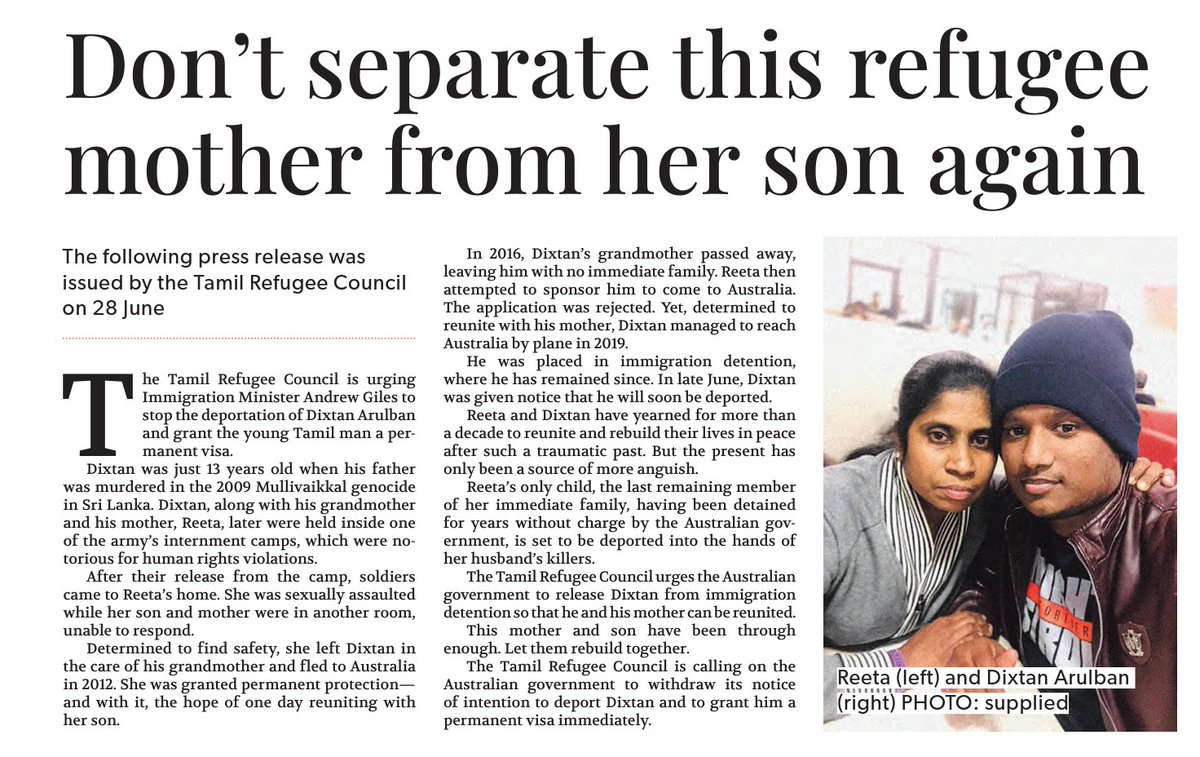 Vigil for Dixtan's release from detention #StopDeportations tonight (Monday) 6pm at #MITA Camp Rd Broadmeadows.
<a href="/andrewjgiles/">Andrew Giles MP</a> you told us "wait until Labor is in govt". You're in govt now, you can end this cruelty. 
Sri Lanka is not a safe place for returned Tamil Asylum Seekers