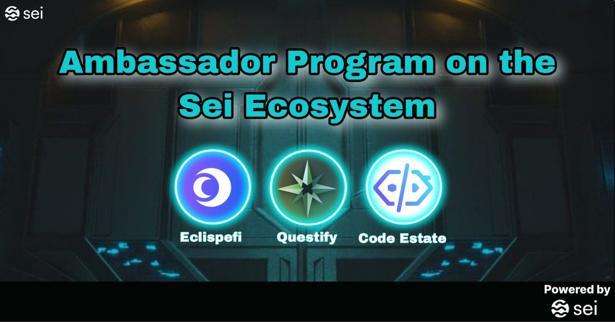 starlight_sanz's tweet photo. (1/9) 🚢 Ambassador Programs in @SeiNetwork Ecosystem 🚢

Hi everyone! Today, let's explore the ambassador programs in Sei Ecosystem. Let's dive into three programs: @Eclipsefi, @questify_gg, and @codedestate. https://t.co/mvNKPNLZKE