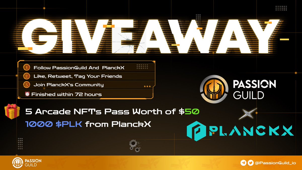 PassionGuild_io's tweet photo. 🎉 GIVEAWAY ALERT! 🎉

Passion Guild and PlanckX are teaming up to bring you an exciting giveaway! 🚀

🎁 PRIZES:

5 lucky winners will receive Arcade NFTs passes! 🕹
1000 PLK tokens up for grabs! 💰

🗓 Ends on 6th July. Good luck! 🍀

#Giveaway #Gaming #PlanckX #PassionGuild https://t.co/FUNwQGCbID