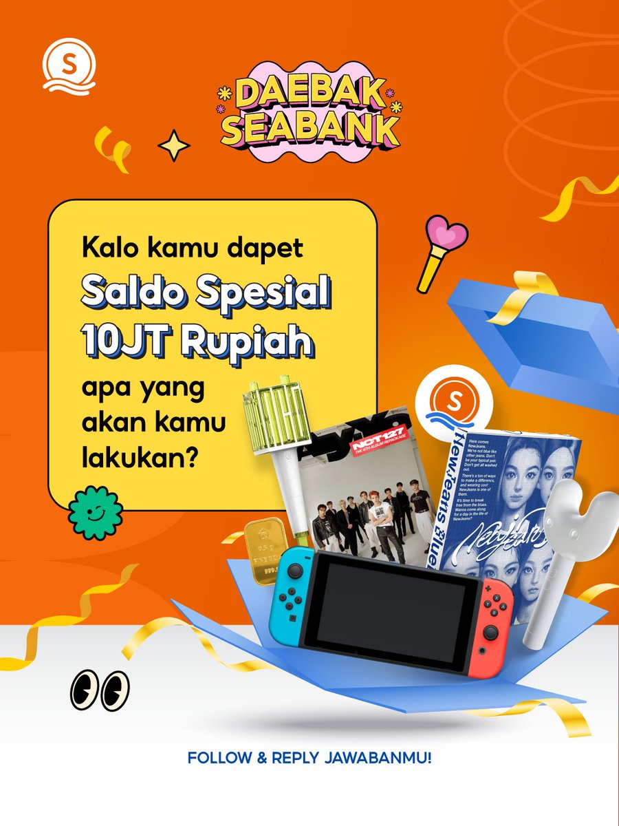 SeaBankID's tweet photo. KESEMPATAN DAPET SALDO SPESIAL 10JT INI AKAN KAMU PAKAI UNTUK APA?🧐

Coba dong REPLY jawaban kamu, mimin pengen tau deh. Jawaban yang paling oke bakal mimin kasih kesempatan spesial deh!!🧡 https://t.co/5mdrYZOu9q