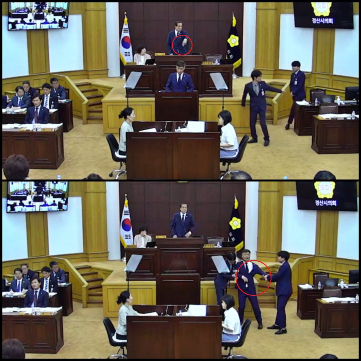 국민의힘 박순득 경산시의장 손가락질에 그대로 끌려나가는 민주당 이경원 경산시의원

끌려난 이유가 '오염수 방류 반대 발언' 때문이라니.

이게 윤석열 대통령이 그렇게 말해온 자유민주주의 국가인가?

#윤석열 #국민의힘 #오염수방류반대