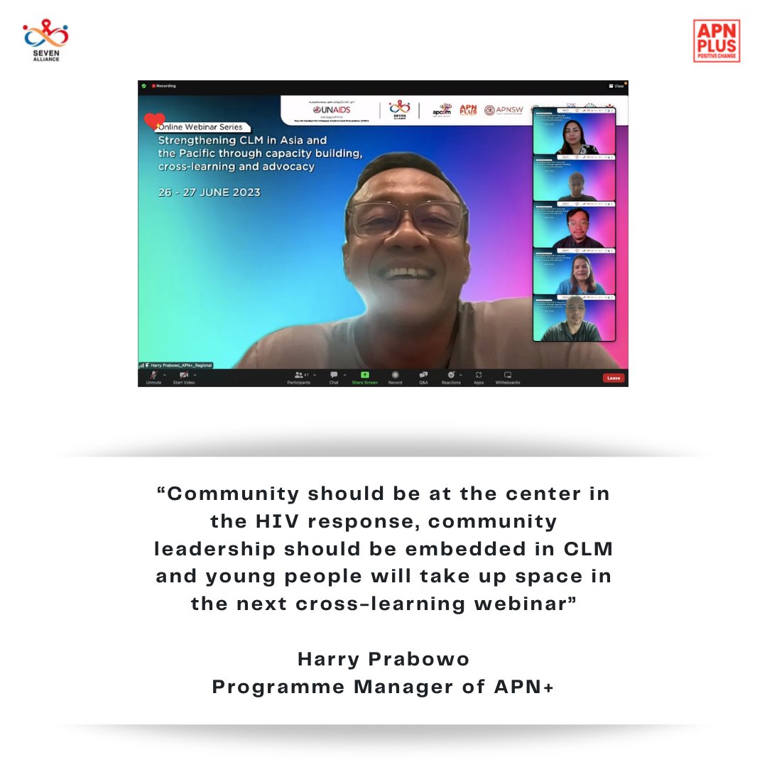 apnplus_'s tweet photo. A glimpse of the last webinar in Strengthening CLM in the Asia Pacific. 

See you at the next webinar.

#clm #asiapacific #sevenalliance #aidsresponse #apnplus #positivechange https://t.co/jsP1bMI1VO