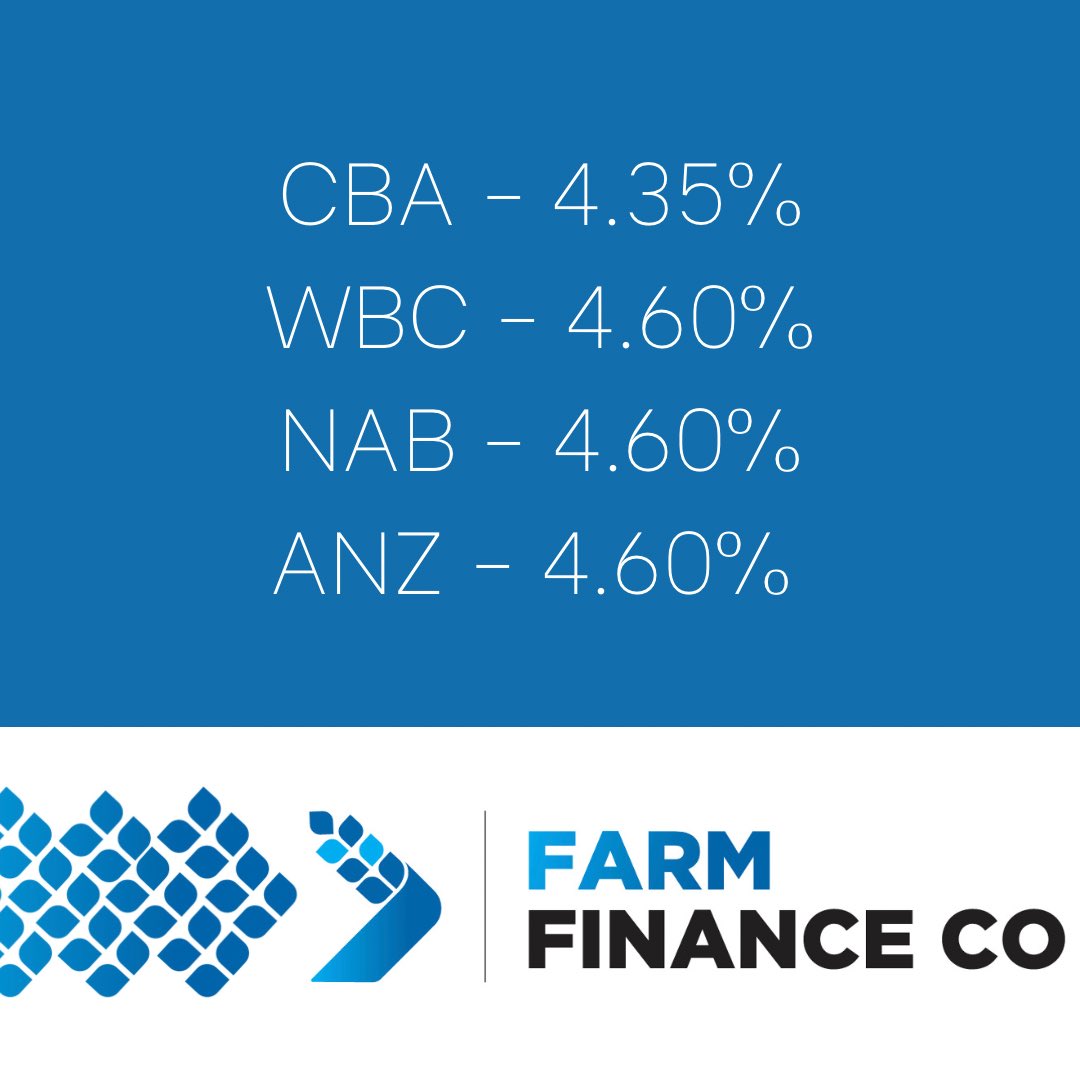FarmFinanceCo's tweet photo. Big banks cash rate forecasts by August 2023 📈 CBA predicting only one more rate rise, the other three majors calling for two. 

Want to talk more about rates, contact us today 📧 contact@farmfinanceco.com.au

*forecasts as at 30.6.2023 https://t.co/uhCk4qIfuo