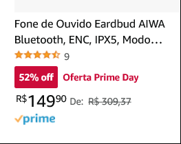 geralprime's tweet photo. ANTECIPA PRIME DAY ⚡️ 52% OFF

Fone de Ouvido Eardbud AIWA Bluetooth, ENC, IPX5, Modo Game - AWS-EB-02-B
R$: 149,90 🚨
🛒 https://t.co/hxUAZboKJw https://t.co/6wMN8LlDnY