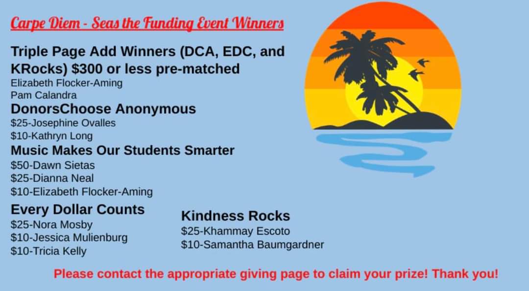 DCAGivingPage's tweet photo. Thank you to everyone that supported our #SeastheFunding multi-page event! Please message the appropriate giving page to claim your prizes! 🛳️💦🦆 #MMOSS🎵 #DCA🌍 #KRocks💕 #EDC💵 https://t.co/7VdMGWpTwh