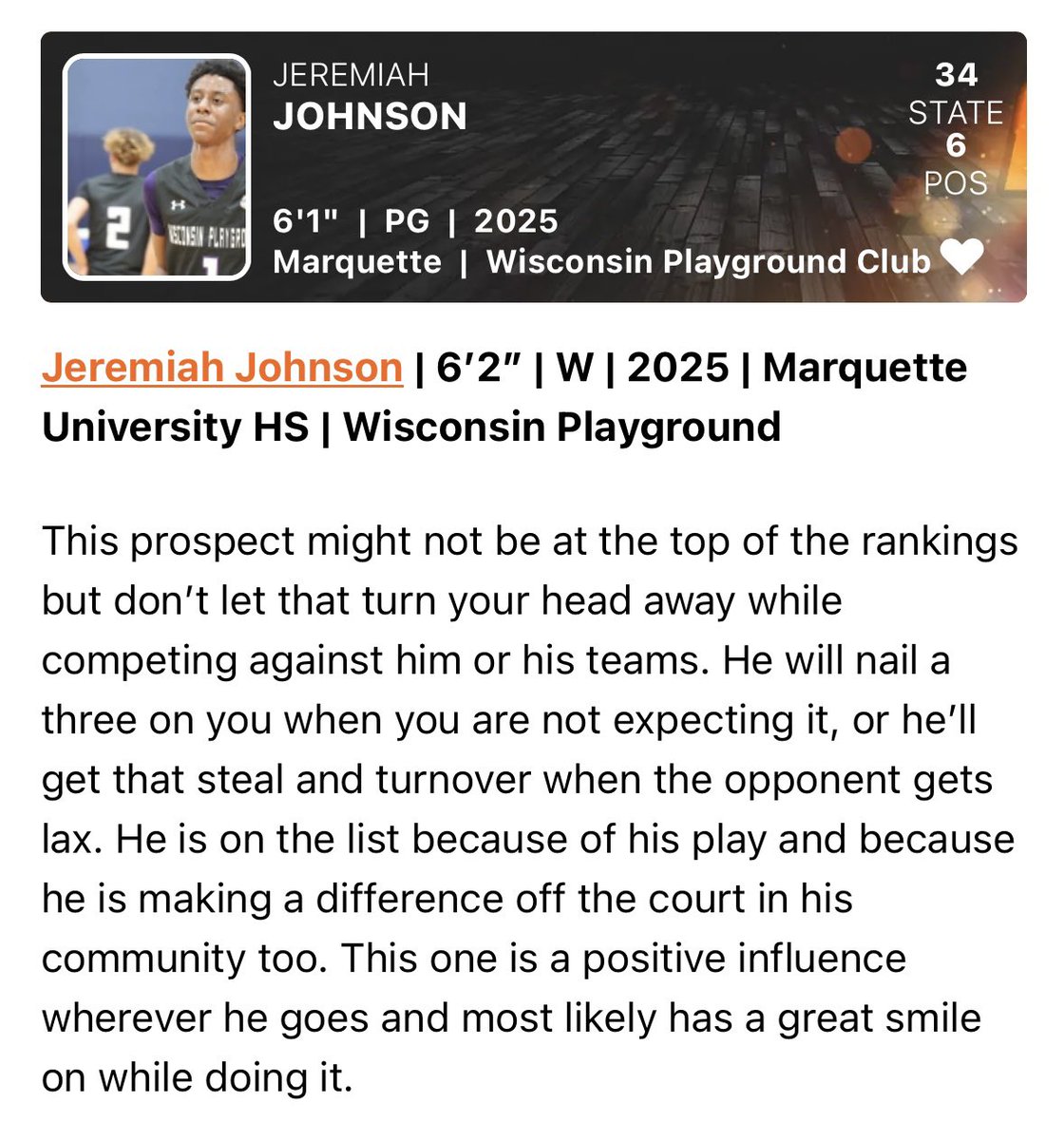 jerem1ahjohnson's tweet photo. | @MUHSBasketball | @wisconsin_pgc ‘25 |
𝙱𝚕𝚎𝚜𝚜𝚎𝚍.
𝚃𝚑𝚊𝚗𝚔 𝚢𝚘𝚞 @acta_hoops 𝚏𝚘𝚛 𝚝𝚑𝚎 𝚠𝚛𝚒𝚝𝚎-𝚞𝚙. https://t.co/7WElNUAwKH