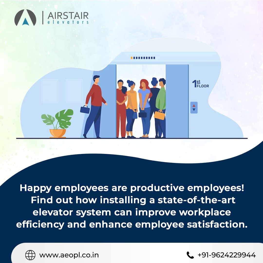 📢 Happy employees are productive employees! 
Elevate your workplace with Airstair Elevators and experience the difference. 📈🚀📞 
#AirstairElevators #WorkplaceEfficiency #EmployeeSatisfaction #ElevatorSystems #ExpertConsultation #ElevatorDesign #ElevatorInnovation