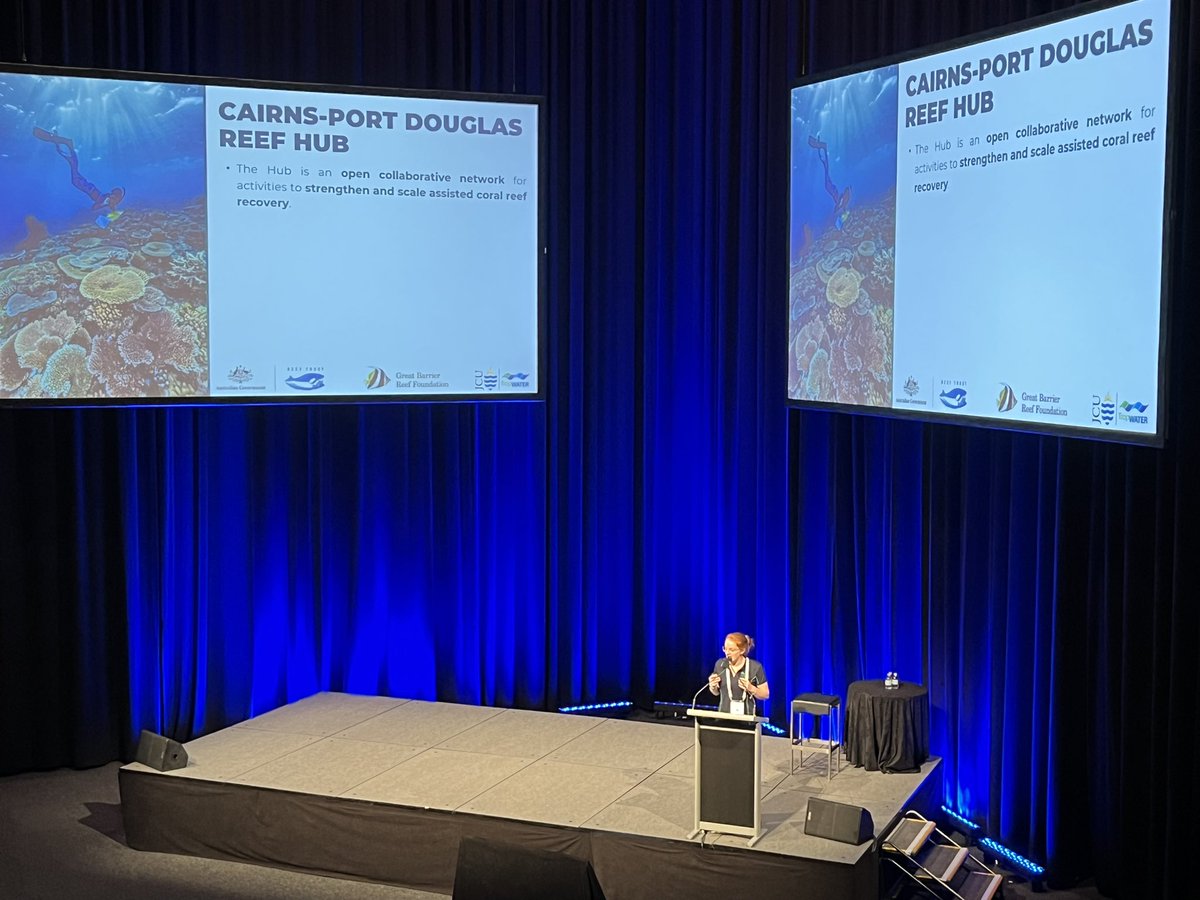 Great presentation from Dr <a href="/abbilscott/">Dr Abbi Scott</a> about the Cairns-Port Douglas Reef Hub. #AMSA2023