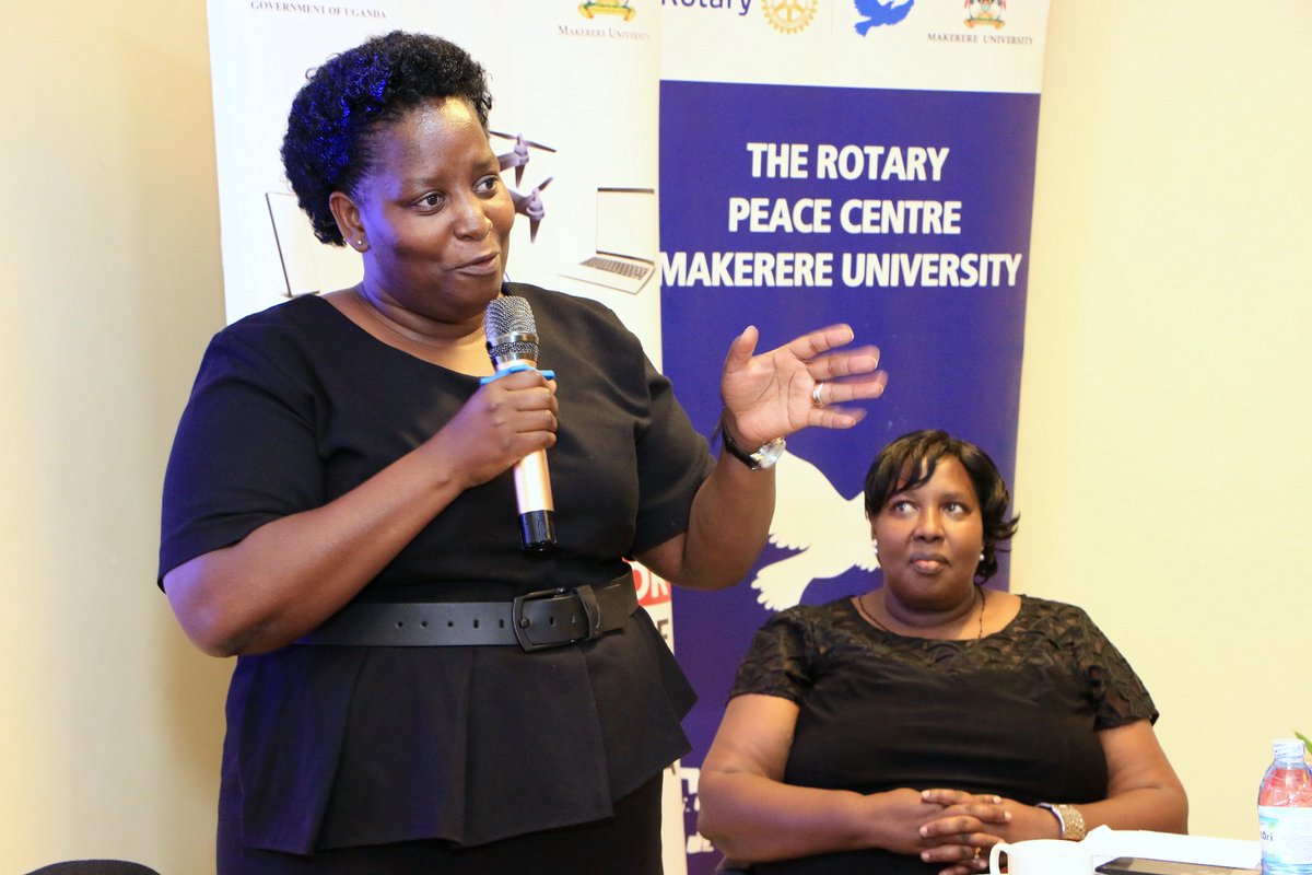 Mafumboc3's tweet photo. The Director @MakerereRotary and Co-PI in her closing remarks at the dissemination, thanked the representatives of communities from Arua, Gulu, Kampala, Jinja and Kasese for supporting the research as a true indication of inclusion in #SDG16 @RIFMakerere https://t.co/4gOgdBVR9y