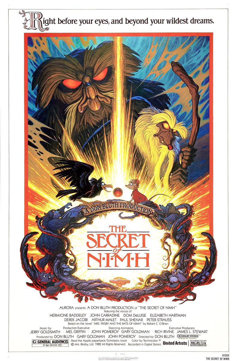 FilmNewsNos's tweet photo. 🎬MOVIE HISTORY: 41 years ago today, July 2, 1982 the movie ‘The Secret of NIMH’ opened in theaters!
#ElizabethHartman #DerekJacobi #HermioneBaddeley #JohnCarradine #DomDeLuise #ArthurMalet #PeterStrauss #PaulShenar #ShannenDoherty @wilw #IanFried #AldoRay @EdieMcClurg #DonBluth https://t.co/Aogv7Zr1ui