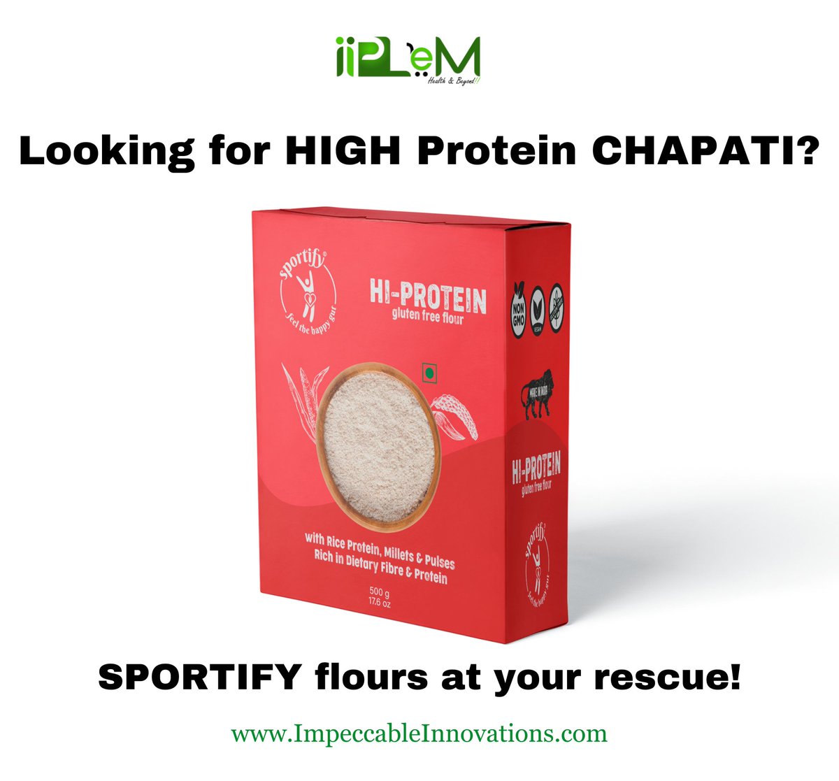 iip_le's tweet photo. Looking for #PROTEIN to maintain muscle mass?

You now know how to make your chapati high in plant-based protein.

Shop Sportify Hi-Protein ONLINE from IIPLeM:
https://t.co/NgGg1ke1Hm 

#TensionFreeBuying #IIPLeM https://t.co/kYGLwXlSfk