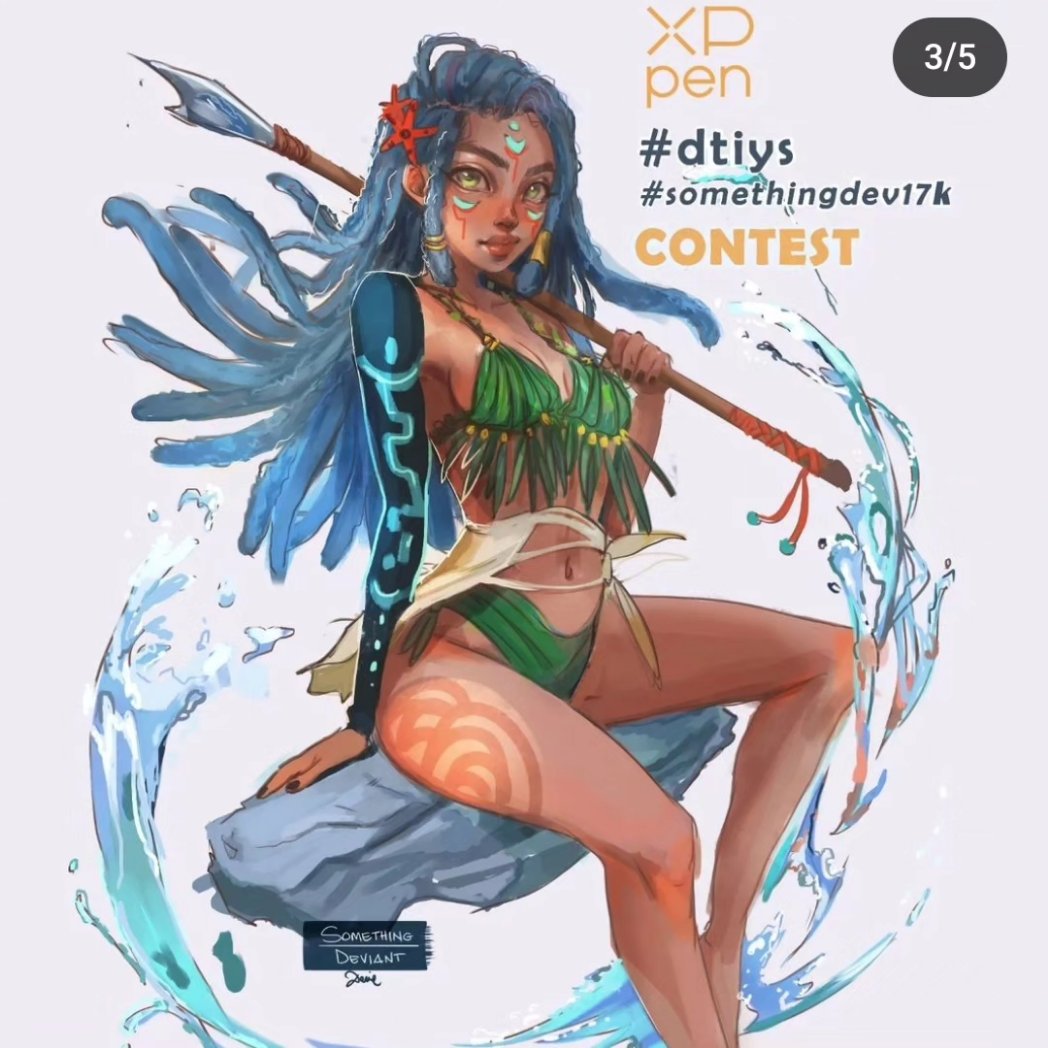 Won't get this finished in time for the deadline but here is my Lineart WIP for @somethingdeviant and <a href="/xppen_it/">xppen_it</a> DTIYS challenge! Such a beautiful original character 🌊 congrats on 17k!!
.
.
.
.
#somethingdev17k #xppen #drawthisinyourstyle #pinup #water #digitalart