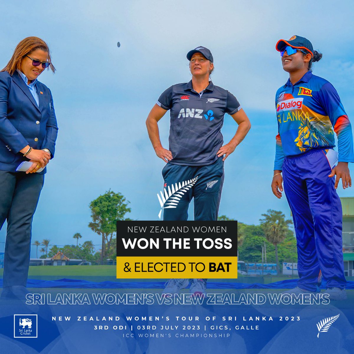 Nee Zealand won the toss and elected to bat first.

#SLvNZ #LionessRoar